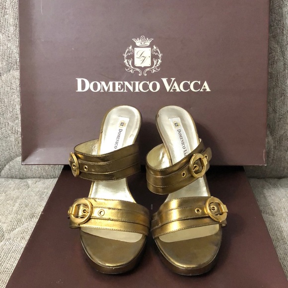 🌺DOMENICO VACCA GOLD PLATFORM HEELS SIZE 10 - Picture 2 of 8